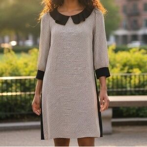 Marc by Marc Jacobs Womens Polka Dot Bl/Wh Ruffle Collar 3/4 Slv Mini Dress Sz 0